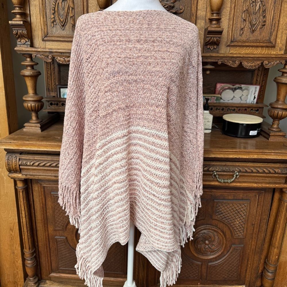 Pink Cream soft loose knit lightweight relaxed oversized sweater poncho